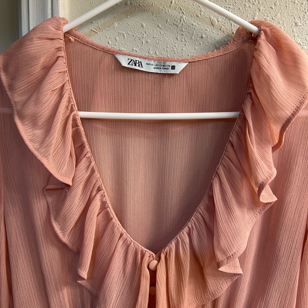 Zara Blush Ruffled Blouse
